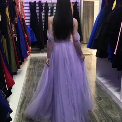 Lavender Illusion Long Party Dress,..