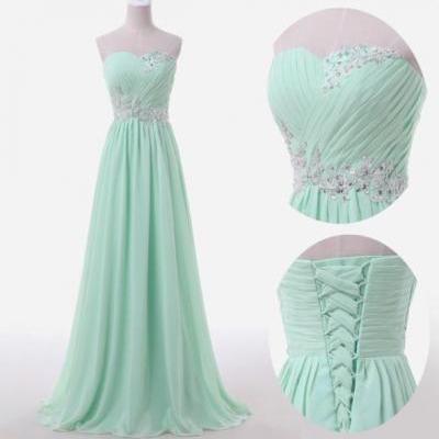 Fashion Mint Sweetheart Chiffon A Line Prom Dress Party Dress