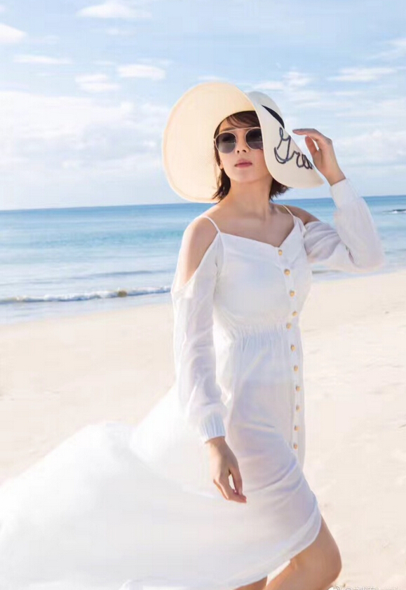 white off the shoulder beach dress