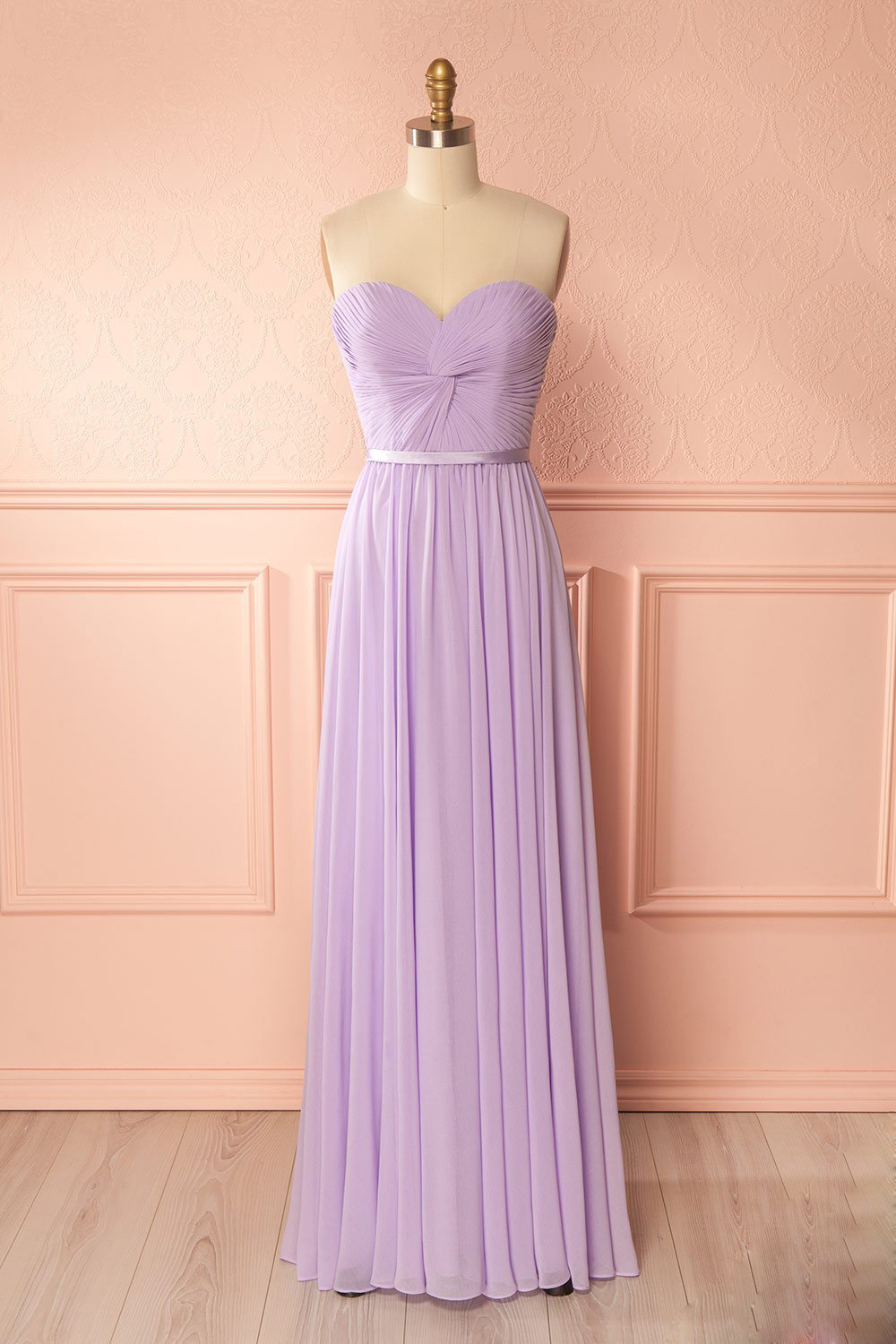 Lavender Sweetheart Floor Length Bridesmaid Dress, Long Party Dress With Draped Bodice