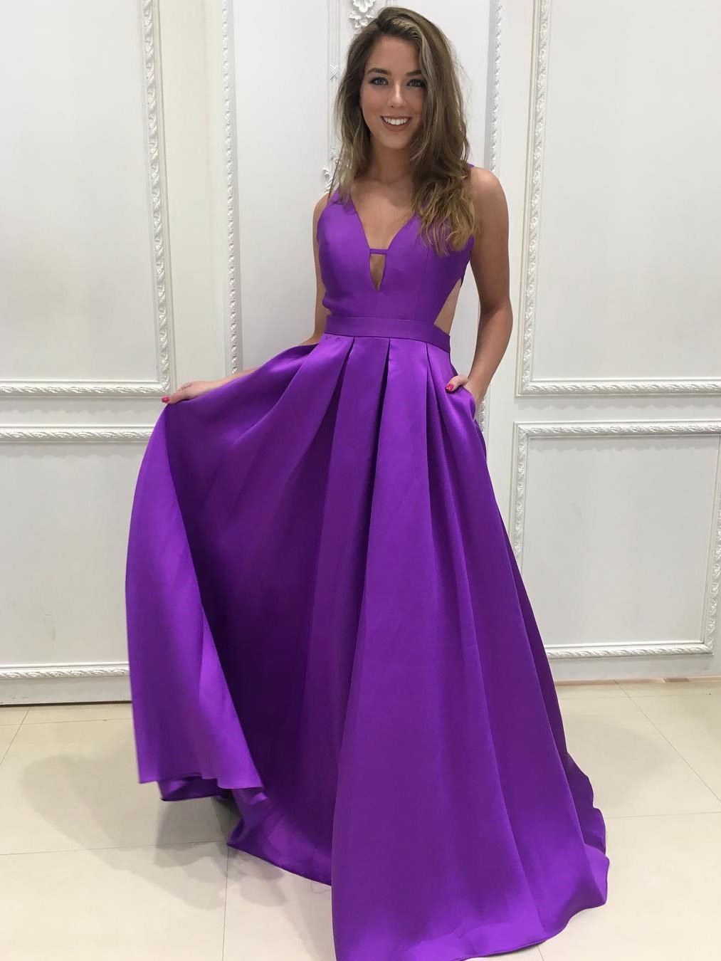 Purple A-Line Prom Dress