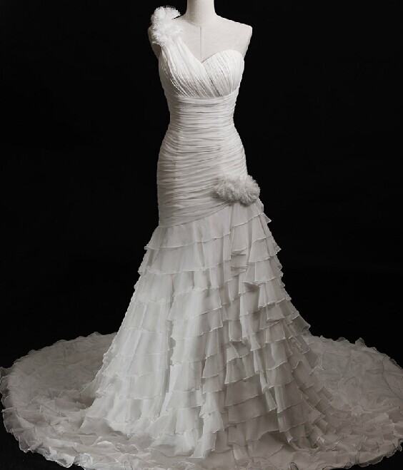 one strap wedding dress