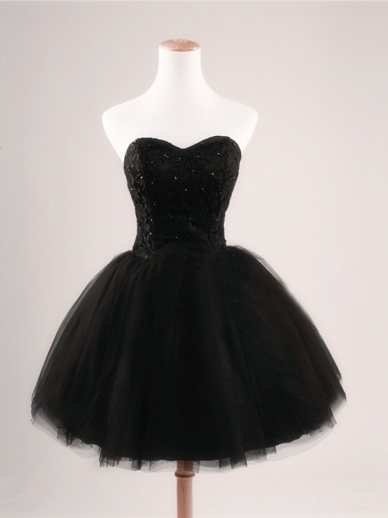 black strapless ball gown