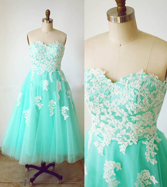 mint green tea length dress