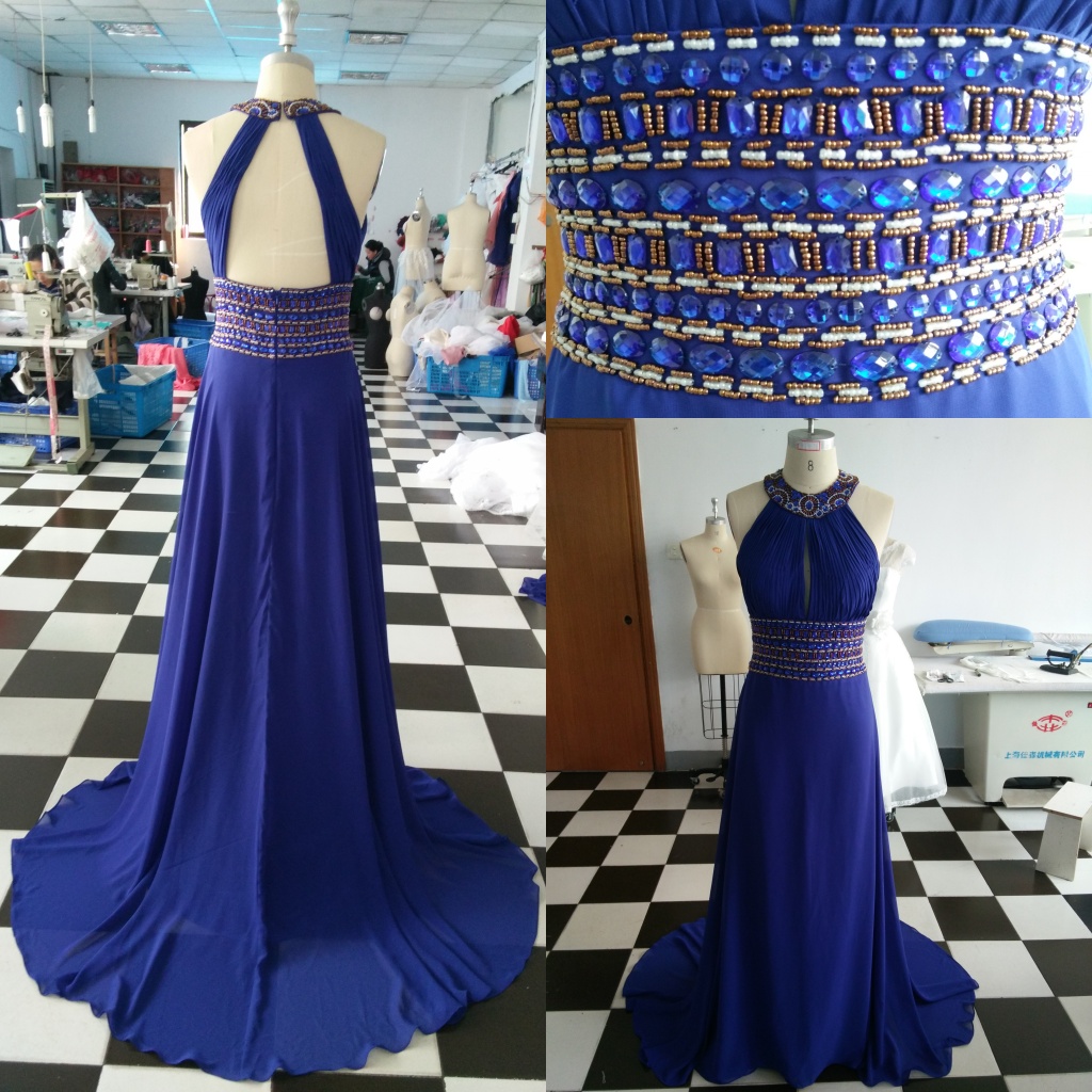 Blue Jewel Prom Dress