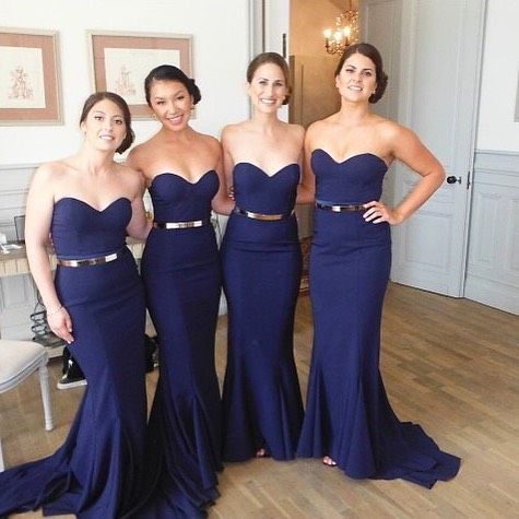 dark blue maid of honor dresses