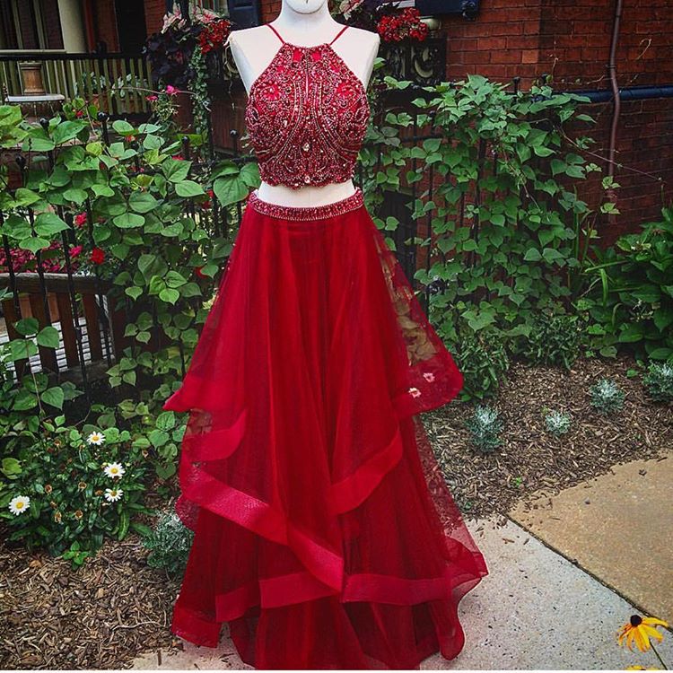 Piece Prom Dress With Beaded Crop 