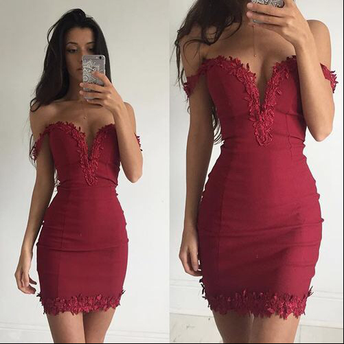 Burgundy Sweetheart Fitted Cocktail Dress, Dress,Short Party