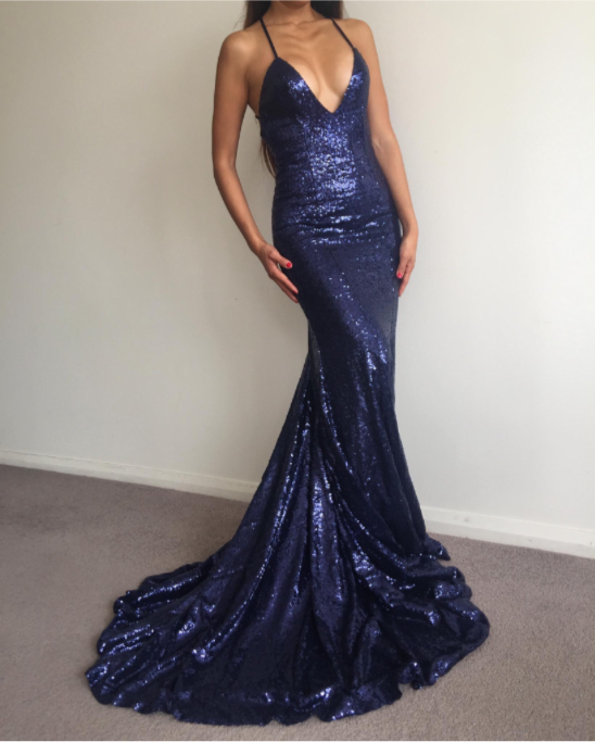 Sexy Blue Sequin Dress