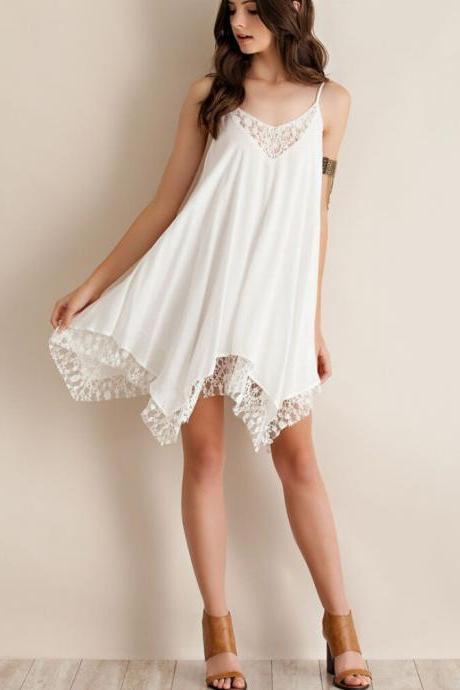 Hot Item Asymmetrical White Beach Skirt With Shoulder Straps