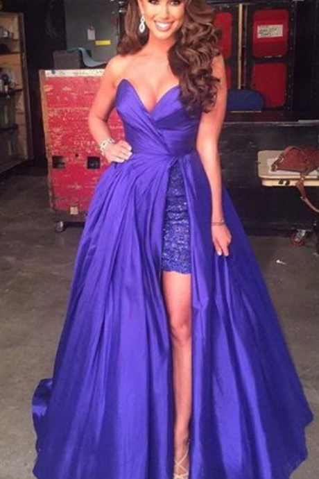 Purple Sweetheart Prom Dress,formal Evening Gown,homecoming Dress With Slit Slit