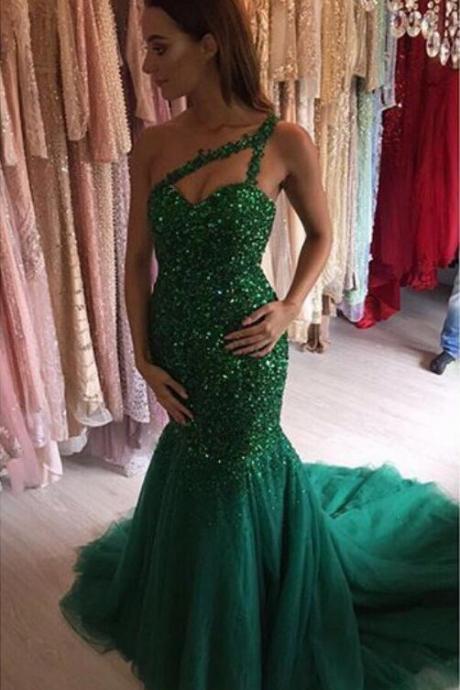 2019 Beaded Prom Dress Off Shoulder Mermaid Formal Evening Gown With Crystals