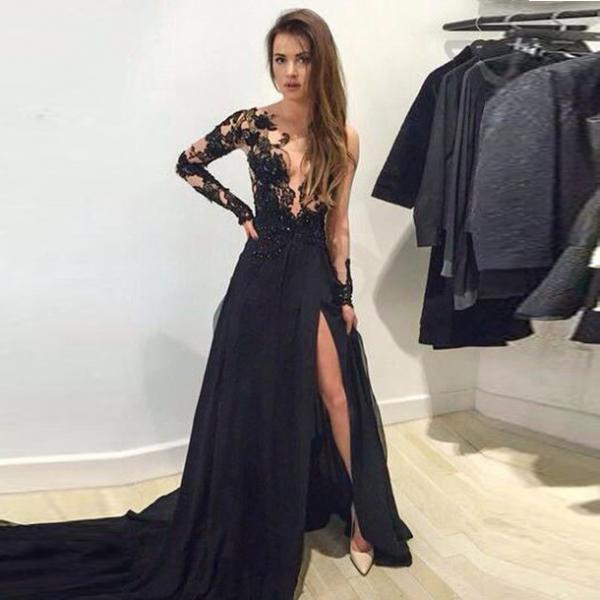 Black Sheer Evening Dress
