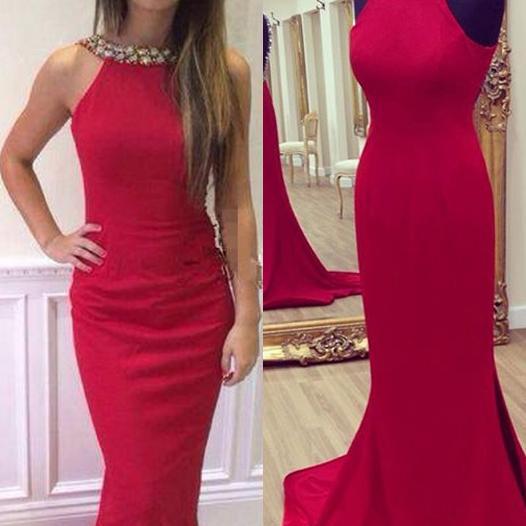 Red Beaded Strapless Bow-Back Short Formal Dress