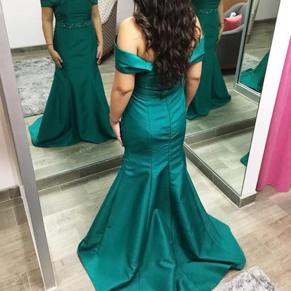 Teal Plus Size Off The Shoulder Formal Gown, Taffeta Mermaid Evening ...