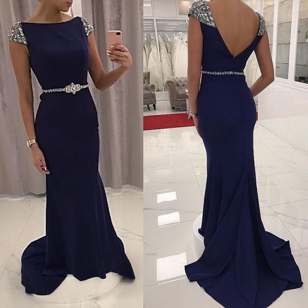 boat neck evening gown