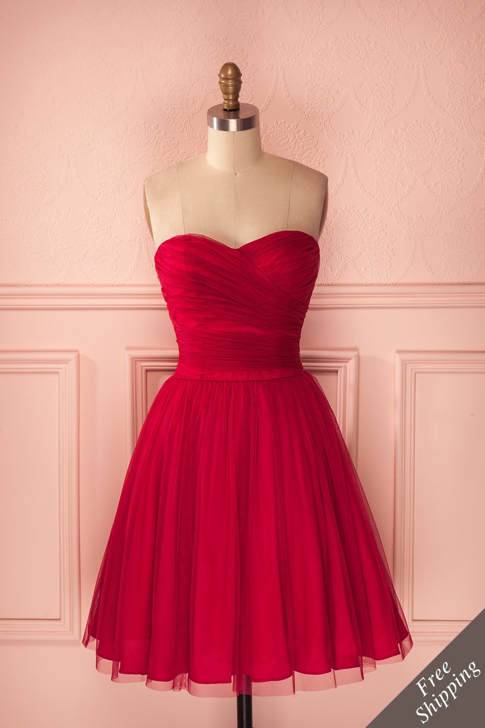 red tulle dress women's