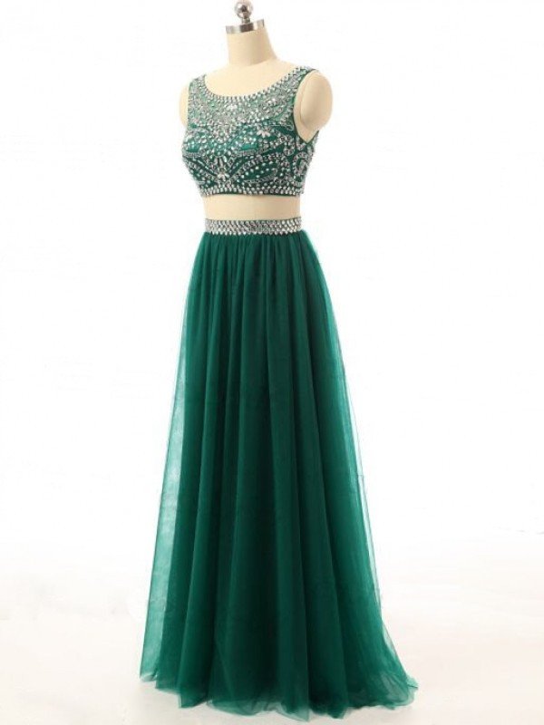 Dark Green Two Piece Prom Dress, Formal Gown , Evening Dress With ...